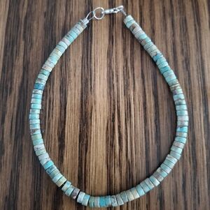 Anklet Heishi Nevada Green Turquoise 5mm Beads 9.5"